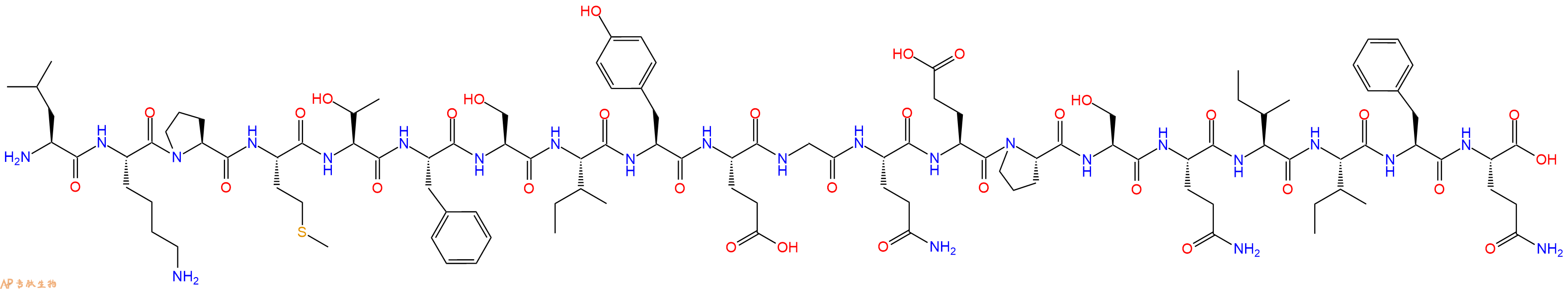 专肽生物产品H2N-Leu-Lys-Pro-Met-Thr-Phe-Ser-Ile-Tyr-Glu-Gly-Gln-Glu-Pro-Ser-Gln-Ile-Ile-Phe-Gln-OH