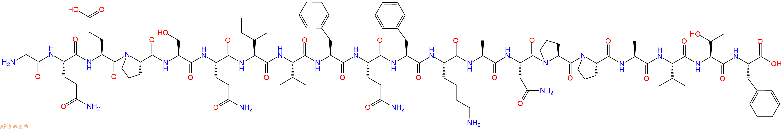 专肽生物产品H2N-Gly-Gln-Glu-Pro-Ser-Gln-Ile-Ile-Phe-Gln-Phe-Lys-Ala-Asn-Pro-Pro-Ala-Val-Thr-Phe-OH