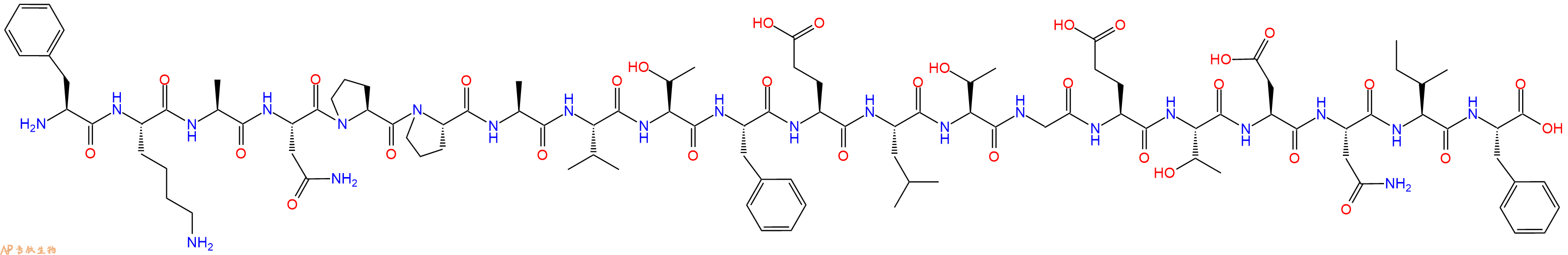 专肽生物产品H2N-Phe-Lys-Ala-Asn-Pro-Pro-Ala-Val-Thr-Phe-Glu-Leu-Thr-Gly-Glu-Thr-Asp-Asn-Ile-Phe-OH