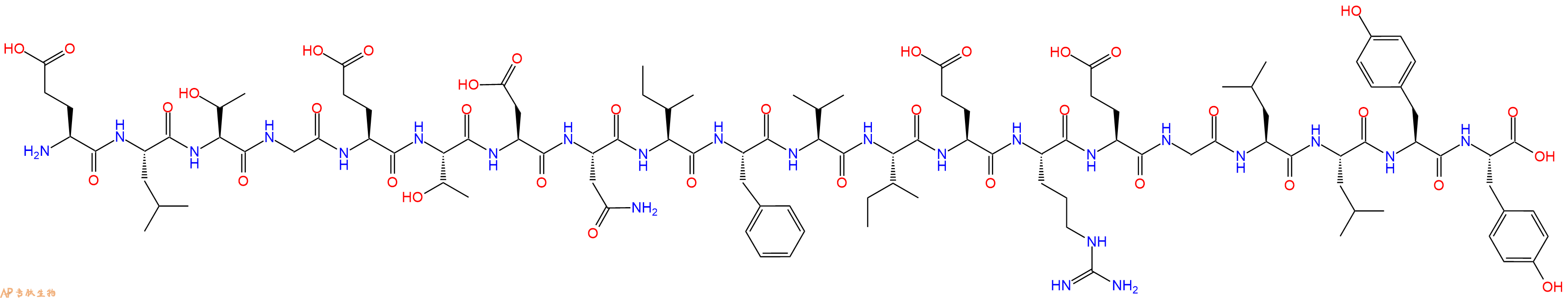 专肽生物产品H2N-Glu-Leu-Thr-Gly-Glu-Thr-Asp-Asn-Ile-Phe-Val-Ile-Glu-Arg-Glu-Gly-Leu-Leu-Tyr-Tyr-OH