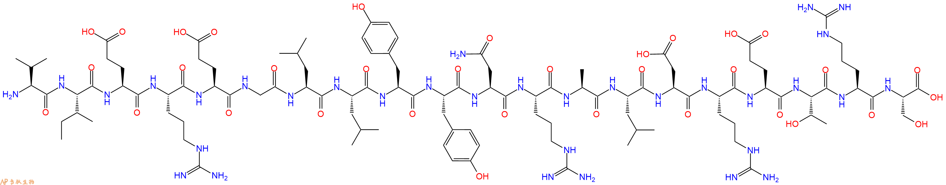 专肽生物产品H2N-Val-Ile-Glu-Arg-Glu-Gly-Leu-Leu-Tyr-Tyr-Asn-Arg-Ala-Leu-Asp-Arg-Glu-Thr-Arg-Ser-OH
