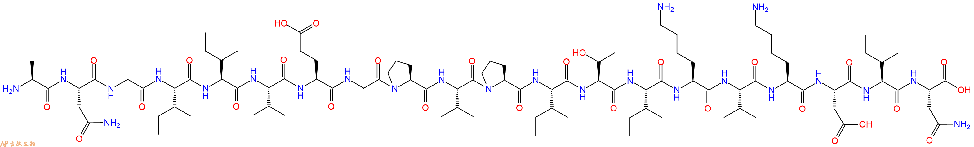 专肽生物产品H2N-Ala-Asn-Gly-Ile-Ile-Val-Glu-Gly-Pro-Val-Pro-Ile-Thr-Ile-Lys-Val-Lys-Asp-Ile-Asn-OH