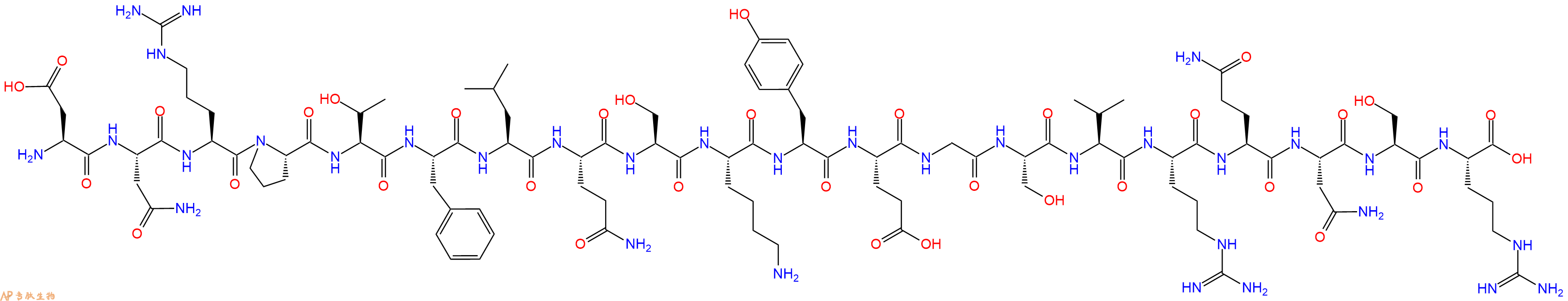 专肽生物产品H2N-Asp-Asn-Arg-Pro-Thr-Phe-Leu-Gln-Ser-Lys-Tyr-Glu-Gly-Ser-Val-Arg-Gln-Asn-Ser-Arg-OH