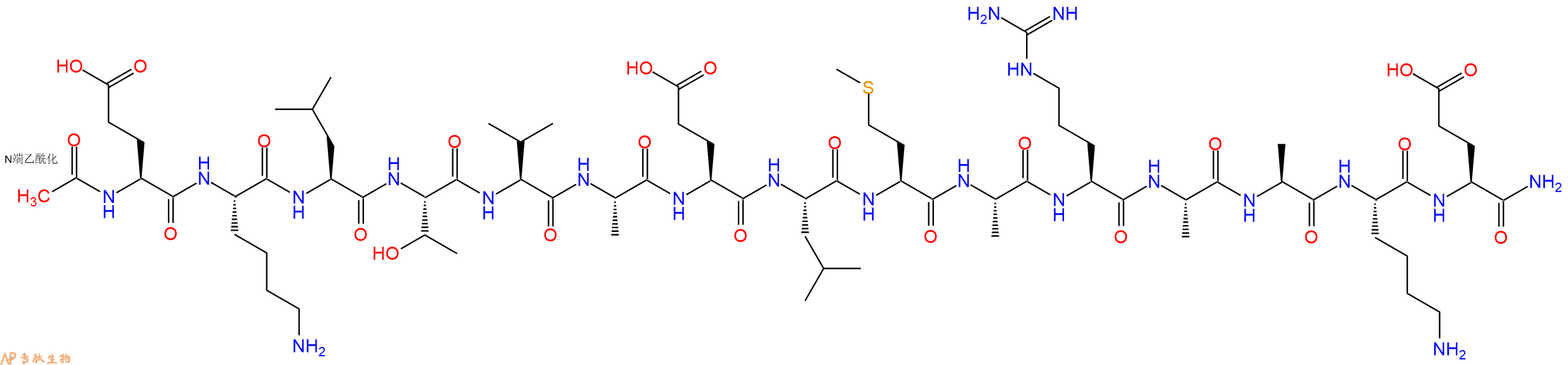 专肽生物产品Ac-Glu-Lys-Leu-Thr-Val-Ala-Glu-Leu-Met-Ala-Arg-Ala-Ala-Lys-Glu-CONH2