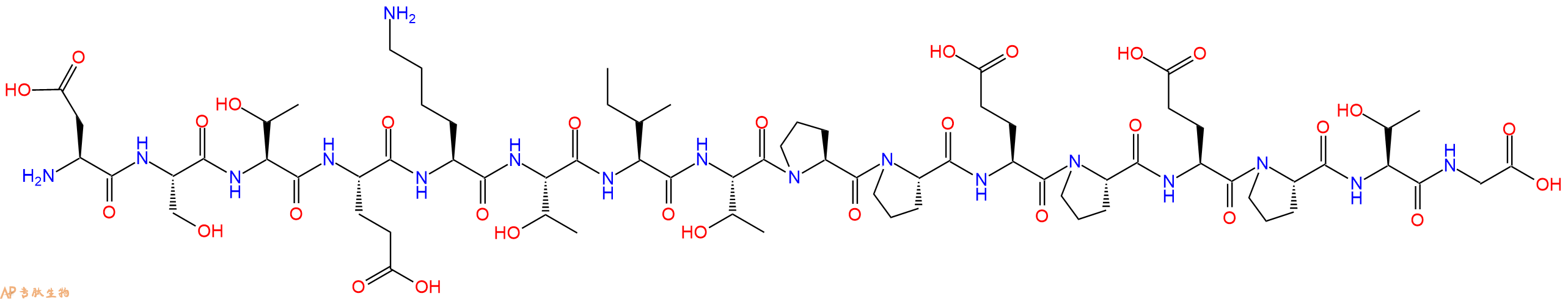 专肽生物产品H2N-Asp-Ser-Thr-Glu-Lys-Thr-Ile-Thr-Pro-Pro-Glu-Pro-Glu-Pro-Thr-Gly-OH