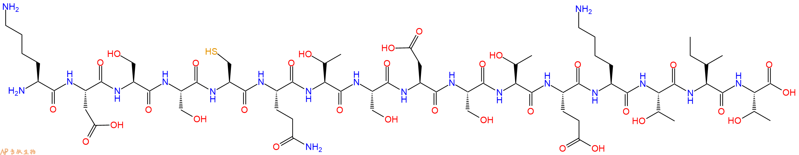 专肽生物产品H2N-Lys-Asp-Ser-Ser-Cys-Gln-Thr-Ser-Asp-Ser-Thr-Glu-Lys-Thr-Ile-Thr-OH