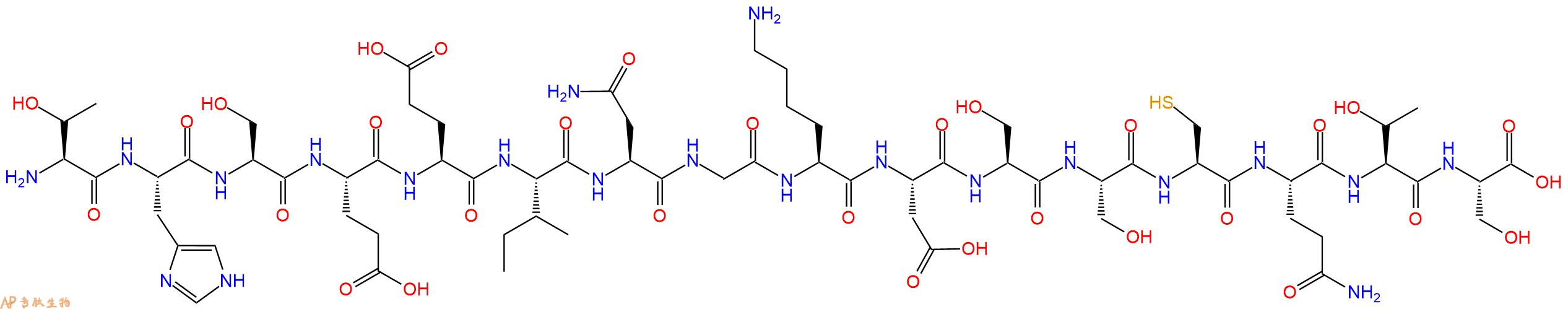 专肽生物产品H2N-Thr-His-Ser-Glu-Glu-Ile-Asn-Gly-Lys-Asp-Ser-Ser-Cys-Gln-Thr-Ser-OH