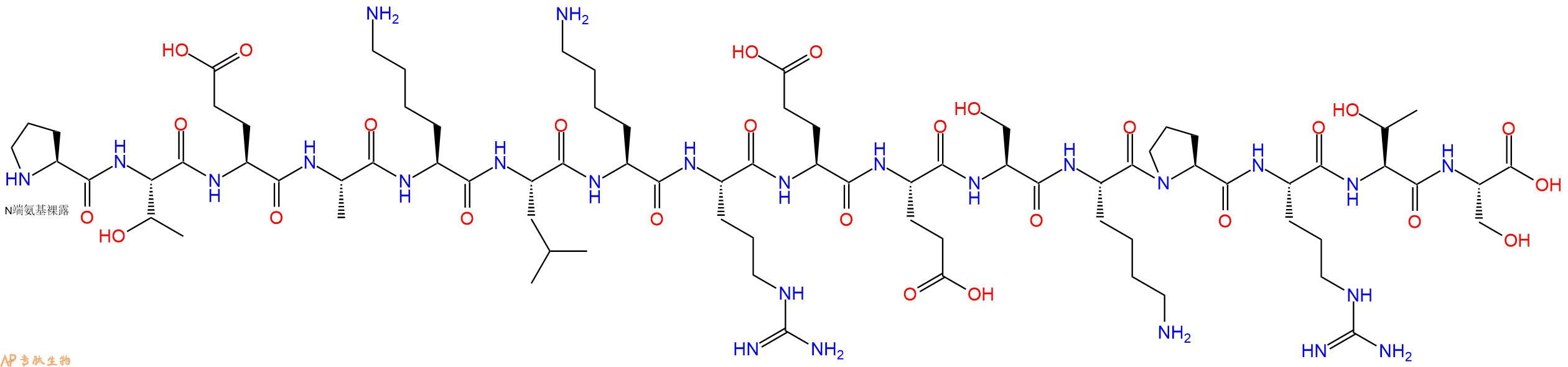 专肽生物产品H2N-Pro-Thr-Glu-Ala-Lys-Leu-Lys-Arg-Glu-Glu-Ser-Lys-Pro-Arg-Thr-Ser-OH