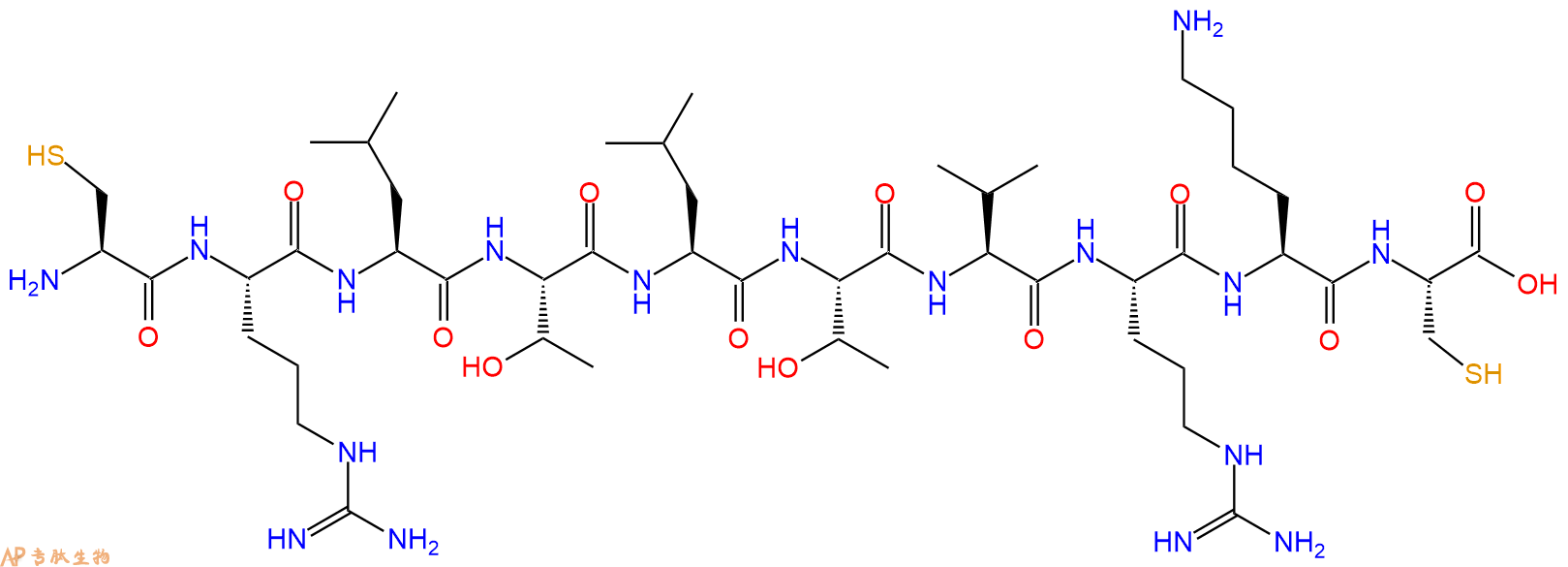 专肽生物产品H2N-Cys-Arg-Leu-Thr-Leu-Thr-Val-Arg-Lys-Cys-OH