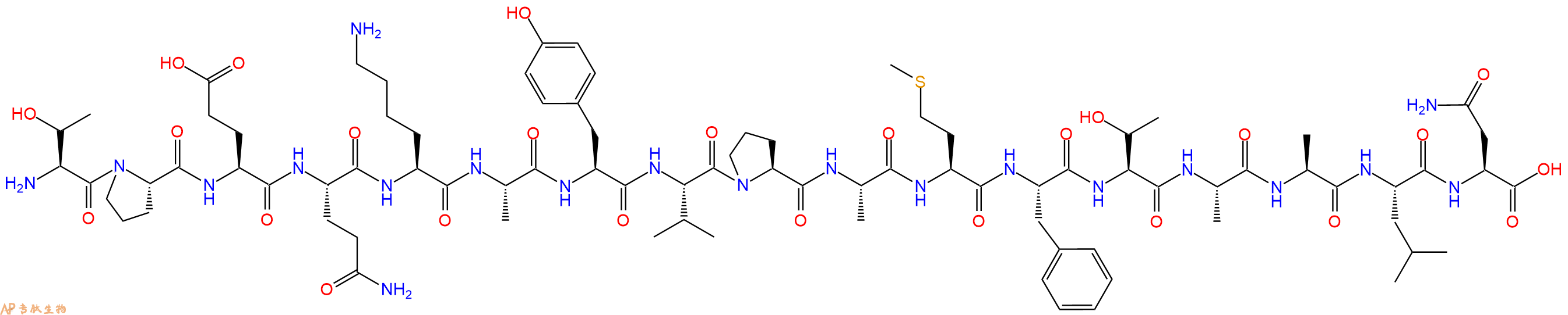 专肽生物产品H2N-Thr-Pro-Glu-Gln-Lys-Ala-Tyr-Val-Pro-Ala-Met-Phe-Thr-Ala-Ala-Leu-Asn-OH