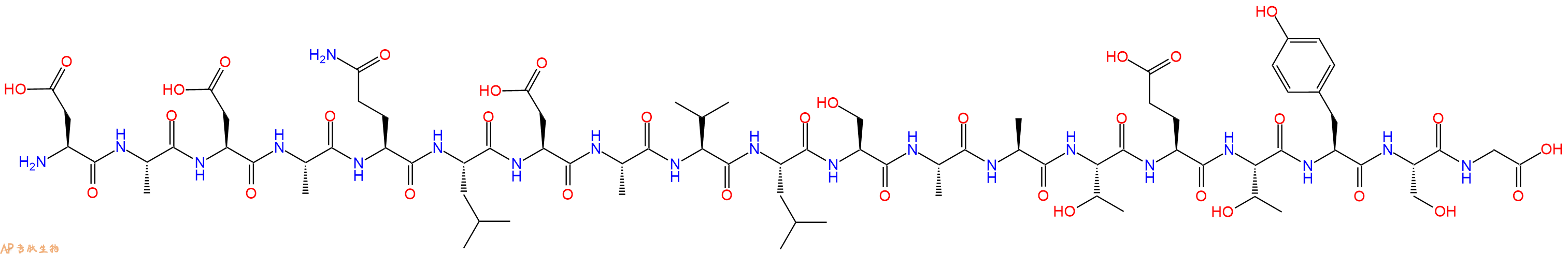 专肽生物产品H2N-Asp-Ala-Asp-Ala-Gln-Leu-Asp-Ala-Val-Leu-Ser-Ala-Ala-Thr-Glu-Thr-Tyr-Ser-Gly-OH