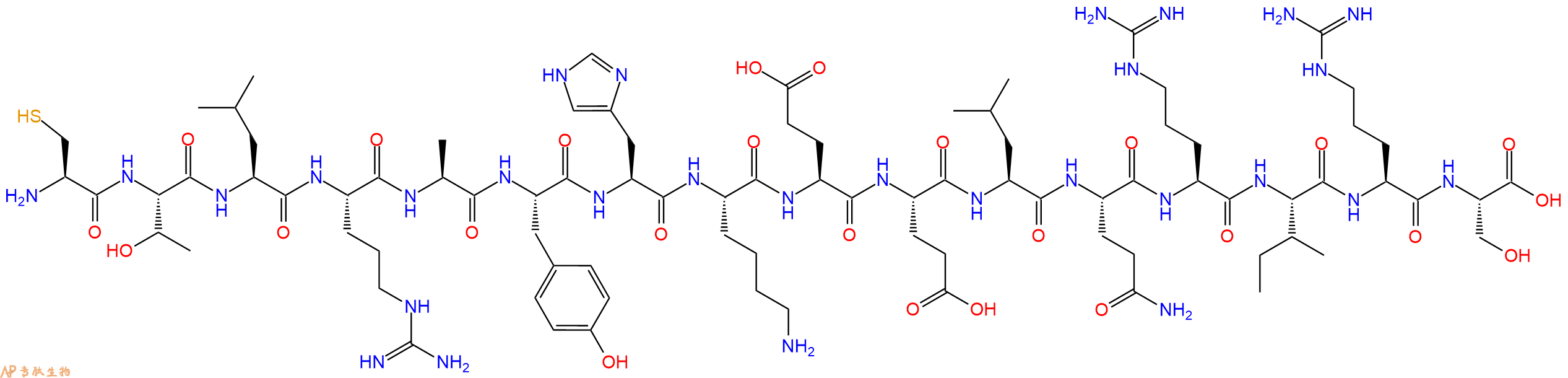 专肽生物产品H2N-Cys-Thr-Leu-Arg-Ala-Tyr-His-Lys-Glu-Glu-Leu-Gln-Arg-Ile-Arg-Ser-OH