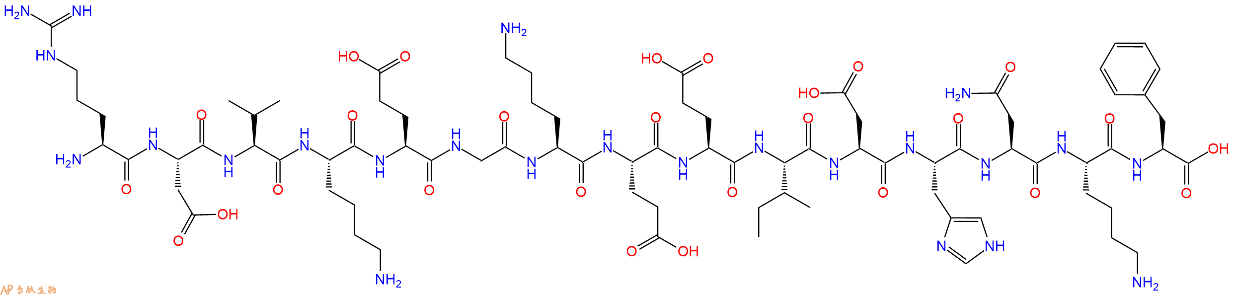 专肽生物产品H2N-Arg-Asp-Val-Lys-Glu-Gly-Lys-Glu-Glu-Ile-Asp-His-Asn-Lys-Phe-OH