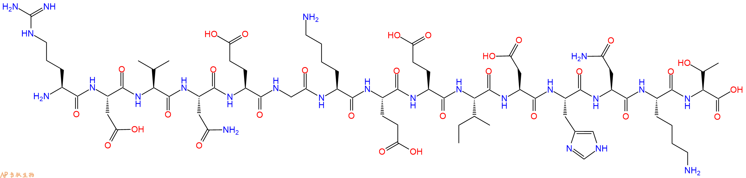 专肽生物产品H2N-Arg-Asp-Val-Asn-Glu-Gly-Lys-Glu-Glu-Ile-Asp-His-Asn-Lys-Thr-OH