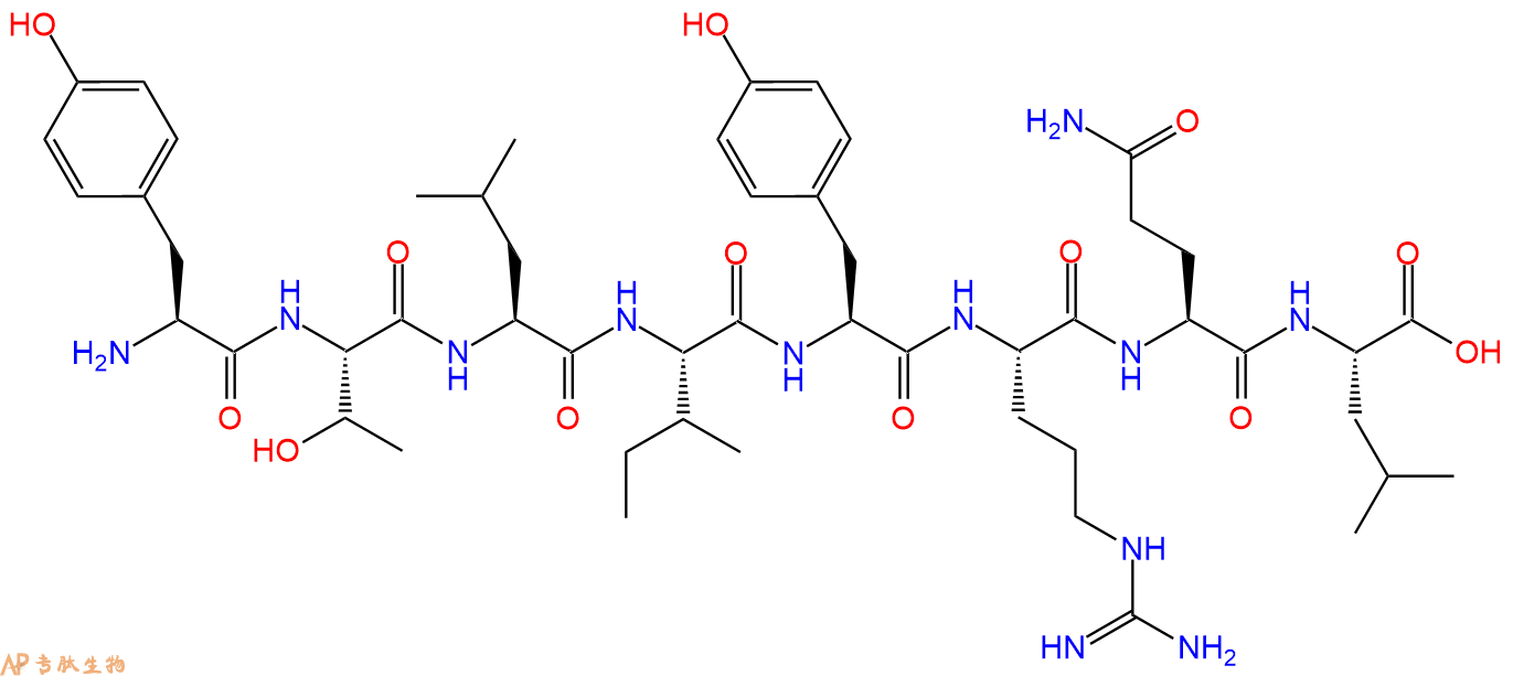 专肽生物产品H2N-Tyr-Thr-Leu-Ile-Tyr-Arg-Gln-Leu-OH