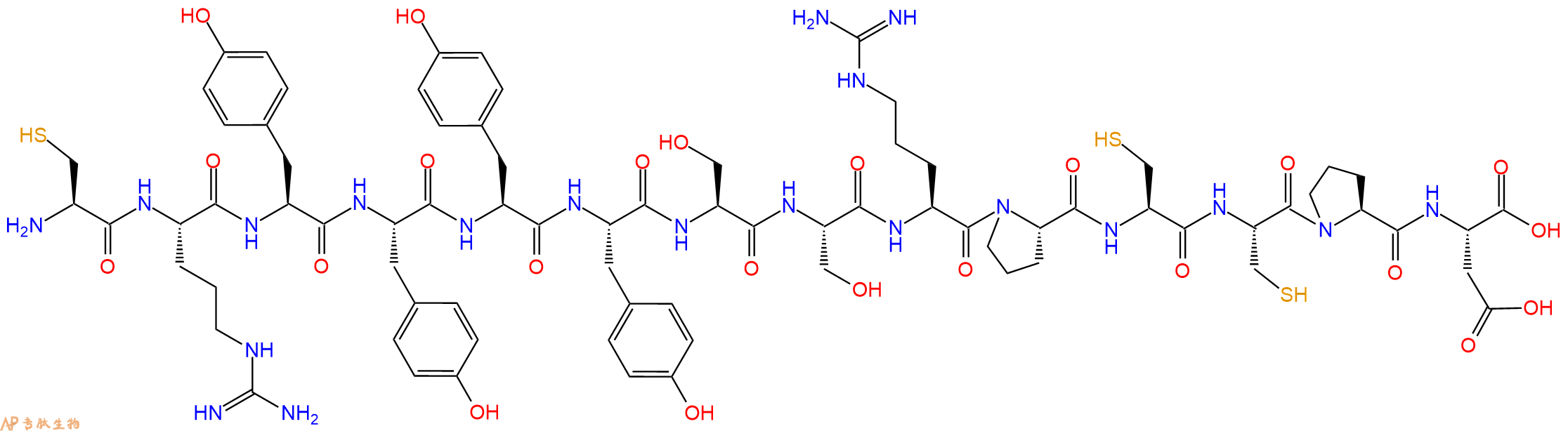 专肽生物产品H2N-Cys-Arg-Tyr-Tyr-Tyr-Tyr-Ser-Ser-Arg-Pro-Cys-Cys-Pro-Asp-OH