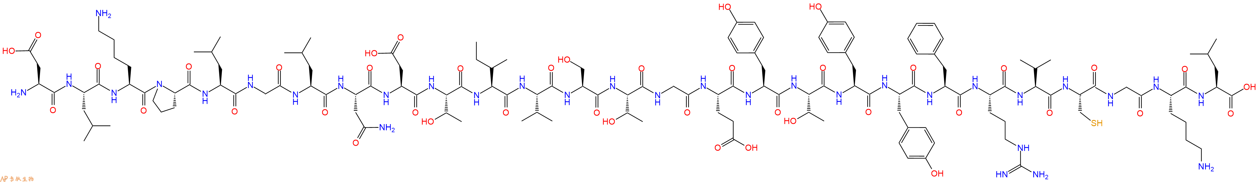 专肽生物产品H2N-Asp-Leu-Lys-Pro-Leu-Gly-Leu-Asn-Asp-Thr-Ile-Val-Ser-Thr-Gly-Glu-Tyr-Thr-Tyr-Tyr-Phe-Arg-Val-Cys-Gly-Lys-Leu-OH