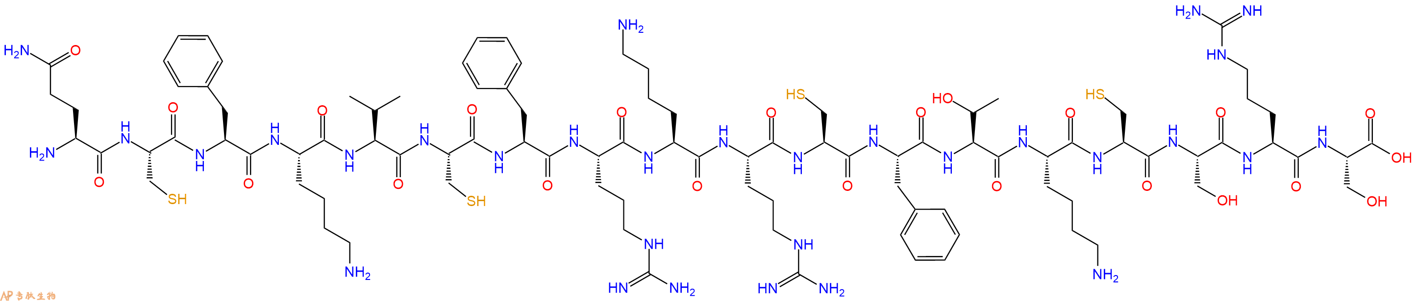 专肽生物产品H2N-Gln-Cys-Phe-Lys-Val-Cys-Phe-Arg-Lys-Arg-Cys-Phe-Thr-Lys-Cys-Ser-Arg-Ser-OH