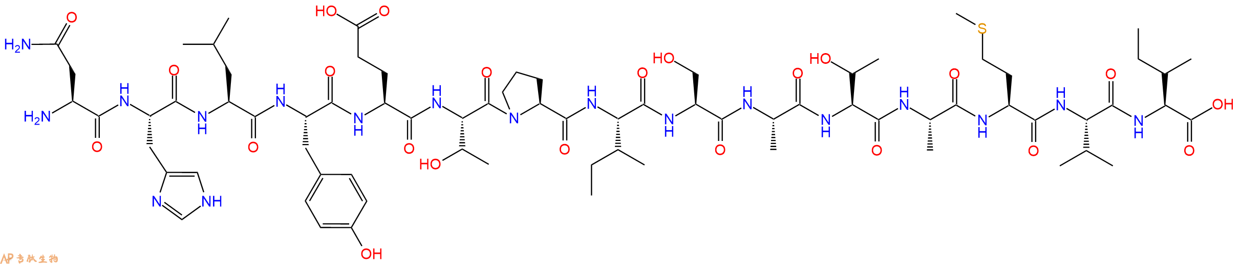 专肽生物产品H2N-Asn-His-Leu-Tyr-Glu-Thr-Pro-Ile-Ser-Ala-Thr-Ala-Met-Val-Ile-OH