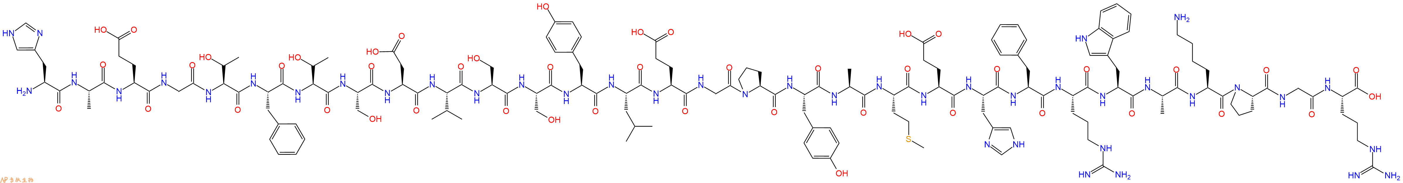 专肽生物产品H2N-His-Ala-Glu-Gly-Thr-Phe-Thr-Ser-Asp-Val-Ser-Ser-Tyr-Leu-Glu-Gly-Pro-Tyr-Ala-Met-Glu-His-Phe-Arg-Trp-Ala-Lys-Pro-Gly-Arg-OH