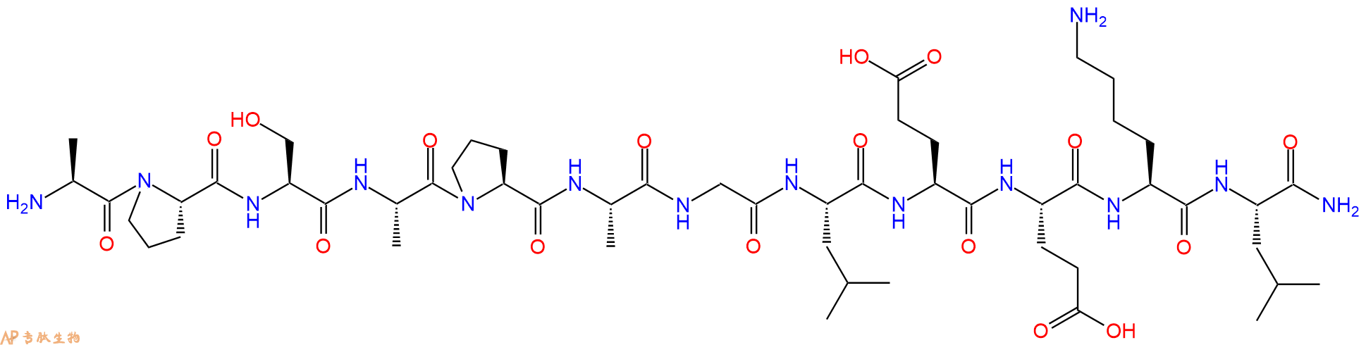 专肽生物产品H2N-Ala-Pro-Ser-Ala-Pro-Ala-Gly-Leu-Glu-Glu-Lys-Leu-CONH2