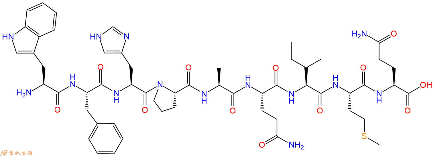 专肽生物产品H2N-Trp-Phe-His-Pro-Ala-Gln-Ile-Met-Gln-OH