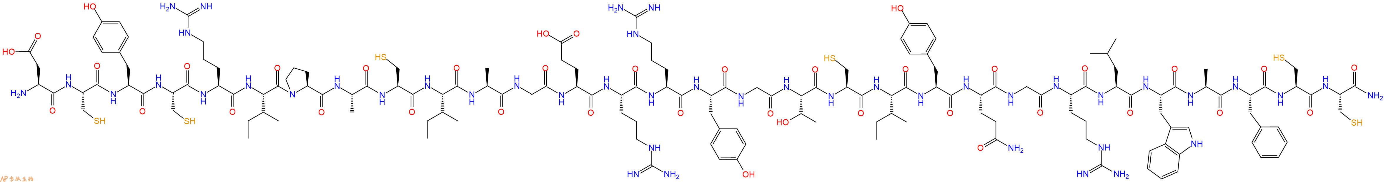 专肽生物产品H2N-Asp-Cys-Tyr-Cys-Arg-Ile-Pro-Ala-Cys-Ile-Ala-Gly-Glu-Arg-Arg-Tyr-Gly-Thr-Cys-Ile-Tyr-Gln-Gly-Arg-Leu-Trp-Ala-Phe-Cys-Cys-CONH2