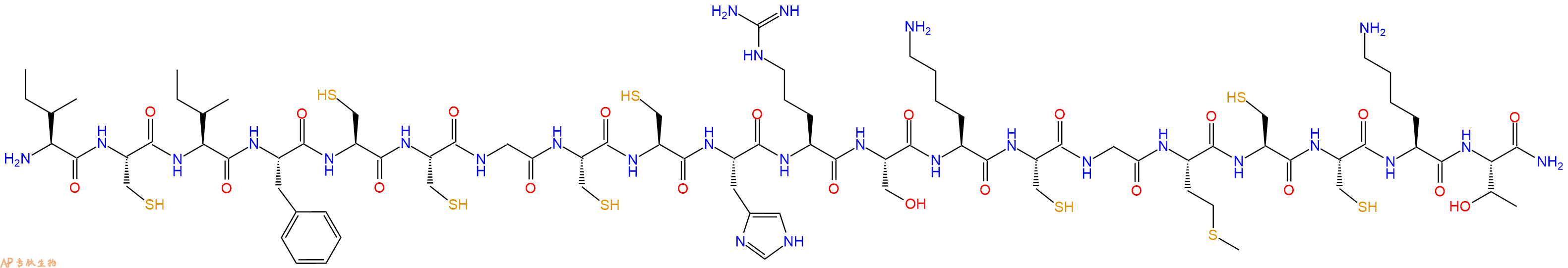 专肽生物产品H2N-Ile-Cys-Ile-Phe-Cys-Cys-Gly-Cys-Cys-His-Arg-Ser-Lys-Cys-Gly-Met-Cys-Cys-Lys-Thr-CONH2
