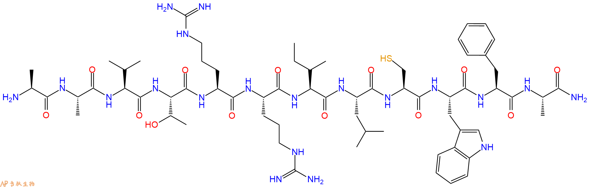 专肽生物产品H2N-Ala-Ala-Val-Thr-Arg-Arg-Ile-Leu-Cys-Trp-Phe-Ala-CONH2