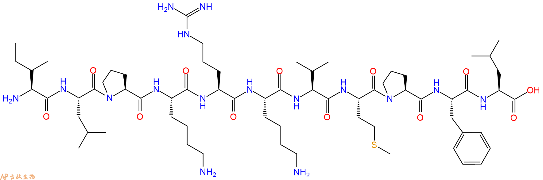 专肽生物产品H2N-Ile-Leu-Pro-Lys-Arg-Lys-Val-Met-Pro-Phe-Leu-OH