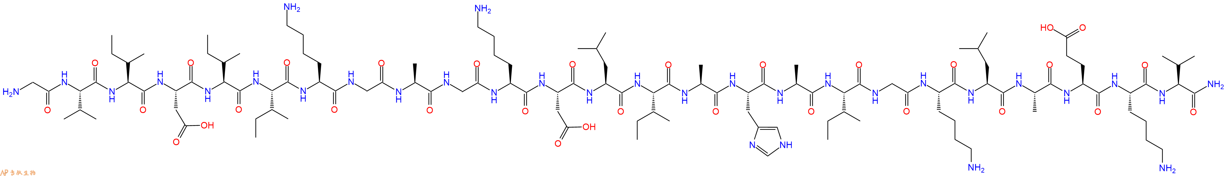 专肽生物产品H2N-Gly-Val-Ile-Asp-Ile-Ile-Lys-Gly-Ala-Gly-Lys-Asp-Leu-Ile-Ala-His-Ala-Ile-Gly-Lys-Leu-Ala-Glu-Lys-Val-CONH2