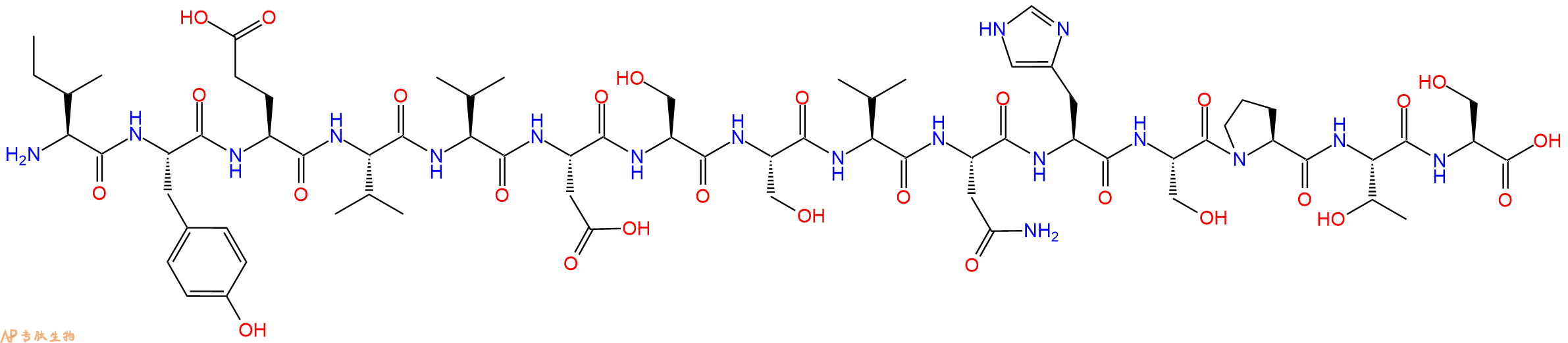 专肽生物产品H2N-Ile-Tyr-Glu-Val-Val-Asp-Ser-Ser-Val-Asn-His-Ser-Pro-Thr-Ser-OH
