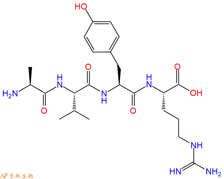 专肽生物产品H2N-Ala-Val-Tyr-Arg-OH