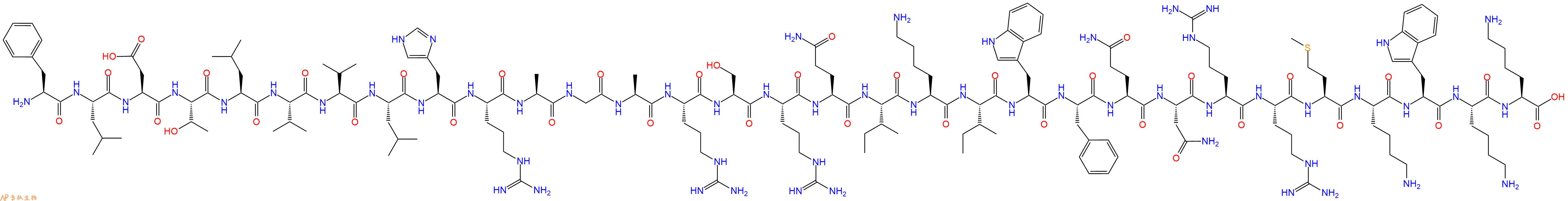 专肽生物产品H2N-Phe-Leu-Asp-Thr-Leu-Val-Val-Leu-His-Arg-Ala-Gly-Ala-Arg-Ser-Arg-Gln-Ile-Lys-Ile-Trp-Phe-Gln-Asn-Arg-Arg-Met-Lys-Trp-Lys-Lys-OH