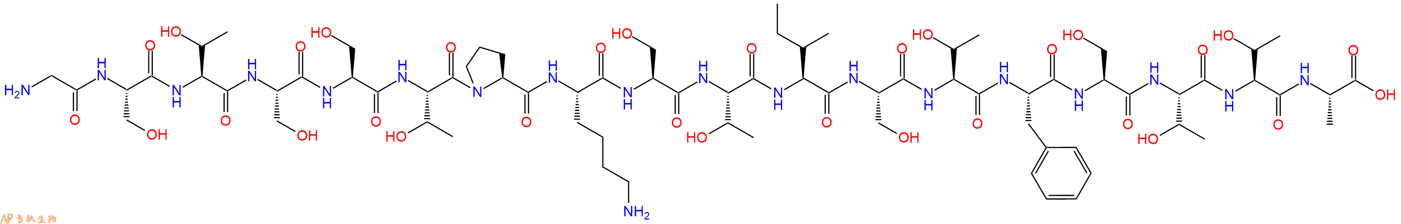 专肽生物产品H2N-Gly-Ser-Thr-Ser-Ser-Thr-Pro-Lys-Ser-Thr-Ile-Ser-Thr-Phe-Ser-Thr-Thr-Ala-OH