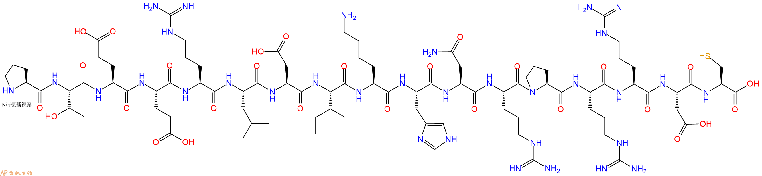 专肽生物产品H2N-Pro-Thr-Glu-Glu-Arg-Leu-Asp-Ile-Lys-His-Asn-Arg-Pro-Arg-Arg-Asp-Cys-OH
