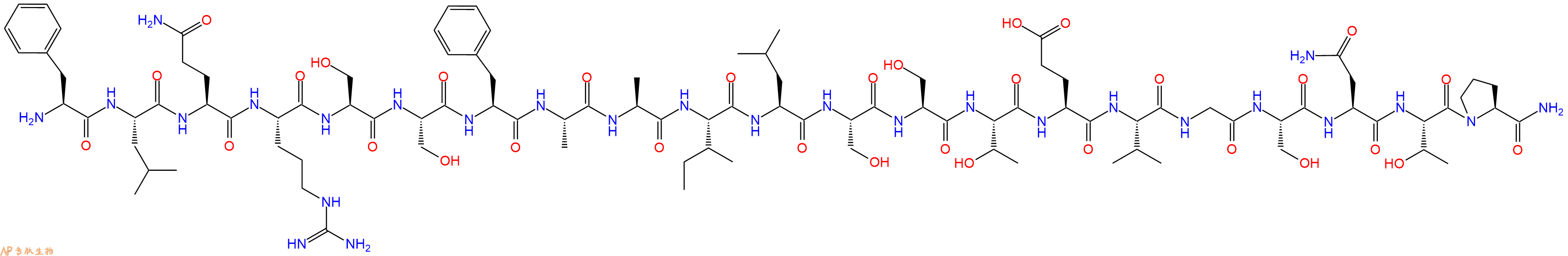 专肽生物产品H2N-Phe-Leu-Gln-Arg-Ser-Ser-Phe-Ala-Ala-Ile-Leu-Ser-Ser-Thr-Glu-Val-Gly-Ser-Asn-Thr-Pro-CONH2