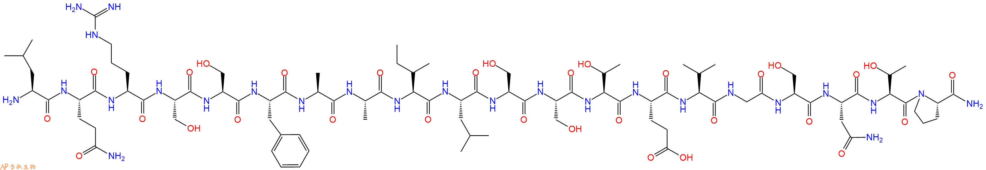 专肽生物产品H2N-Leu-Gln-Arg-Ser-Ser-Phe-Ala-Ala-Ile-Leu-Ser-Ser-Thr-Glu-Val-Gly-Ser-Asn-Thr-Pro-CONH2