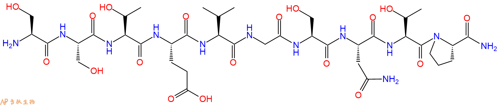 专肽生物产品H2N-Ser-Ser-Thr-Glu-Val-Gly-Ser-Asn-Thr-Pro-CONH2