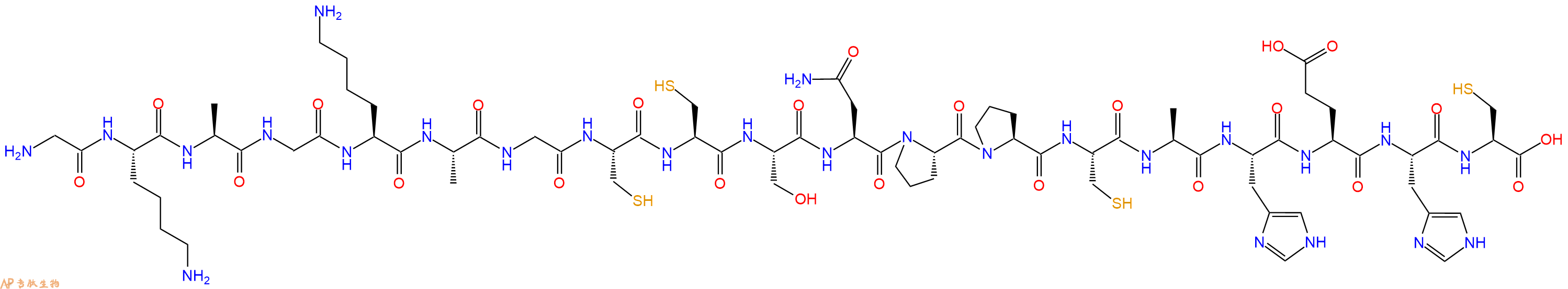 专肽生物产品H2N-Gly-Lys-Ala-Gly-Lys-Ala-Gly-Cys-Cys-Ser-Asn-Pro-Pro-Cys-Ala-His-Glu-His-Cys-OH