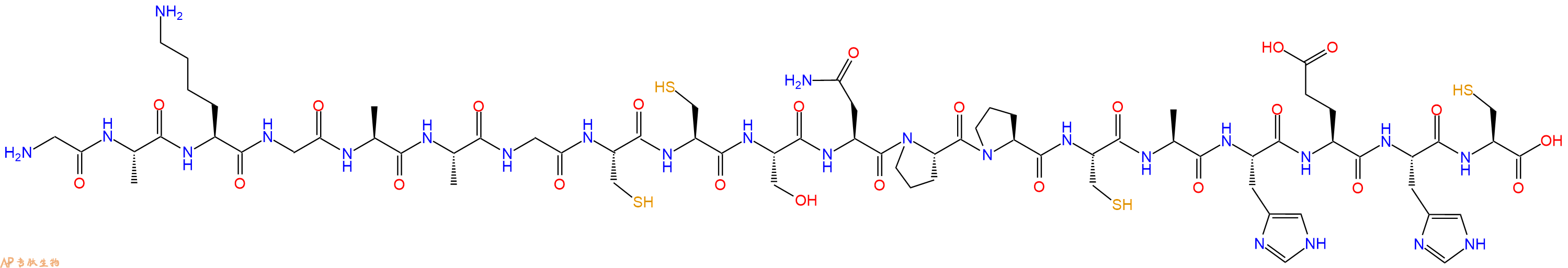 专肽生物产品H2N-Gly-Ala-Lys-Gly-Ala-Ala-Gly-Cys-Cys-Ser-Asn-Pro-Pro-Cys-Ala-His-Glu-His-Cys-OH