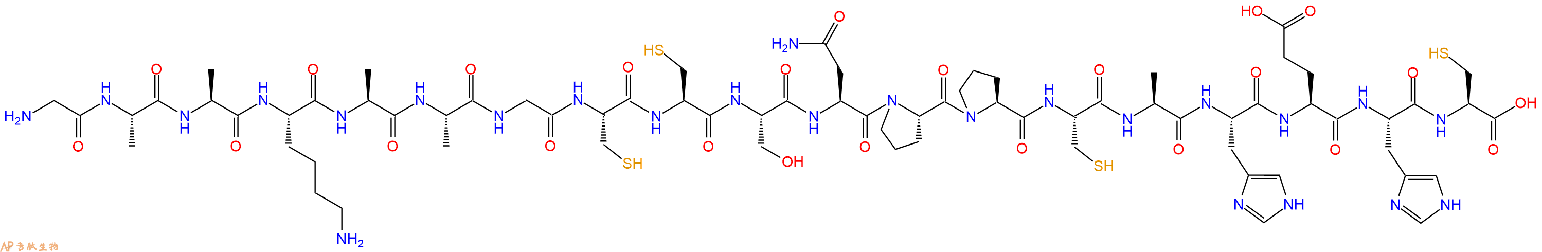 专肽生物产品H2N-Gly-Ala-Ala-Lys-Ala-Ala-Gly-Cys-Cys-Ser-Asn-Pro-Pro-Cys-Ala-His-Glu-His-Cys-OH