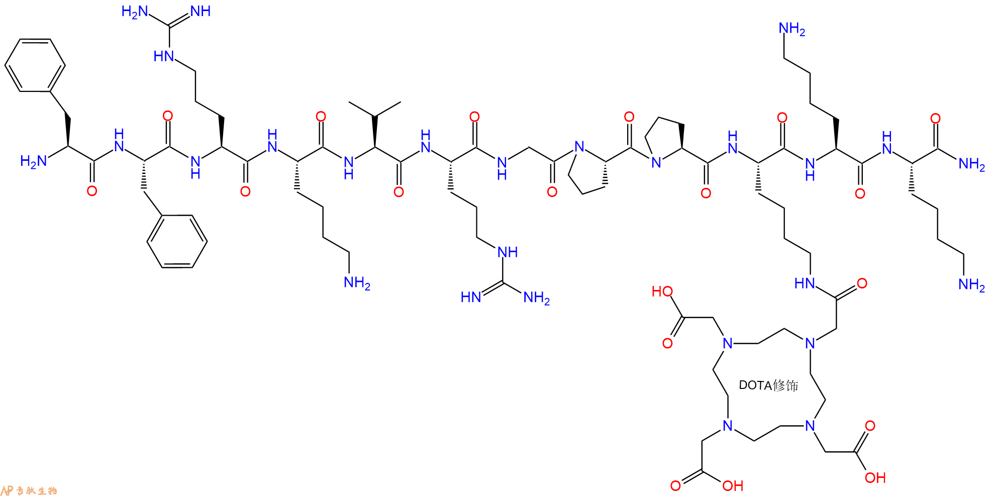 专肽生物产品H2N-Phe-Phe-Arg-Lys-Val-Arg-Gly-Pro-Pro-Lys(DOTA)-Lys-Lys-CONH2