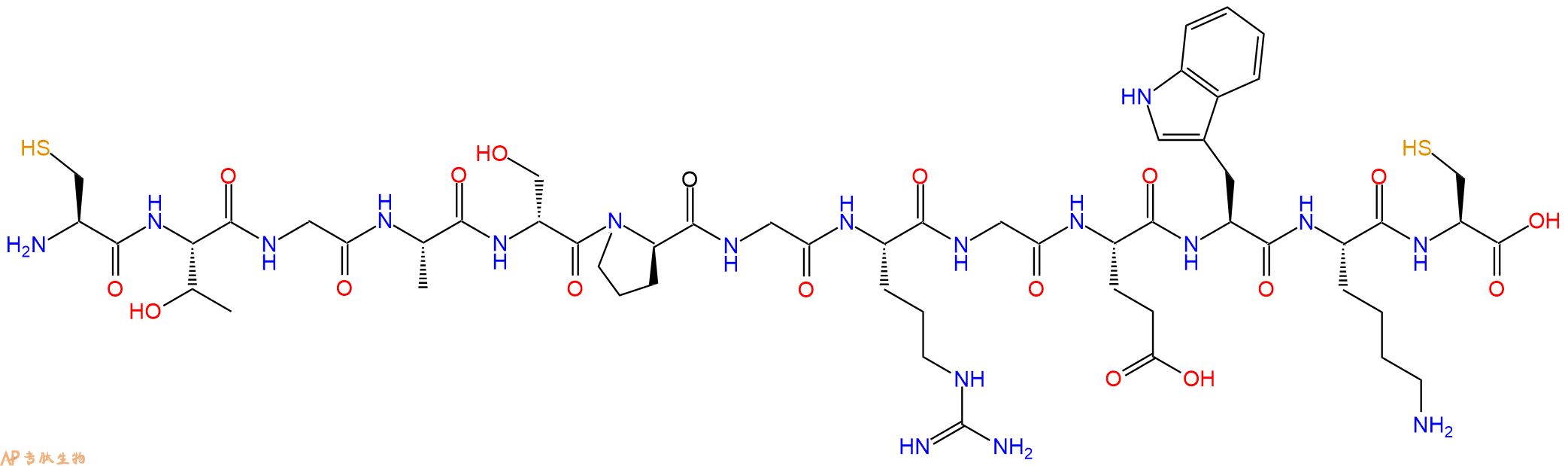 专肽生物产品H2N-Cys-Thr-Gly-Ala-DSer-DPro-Gly-Arg-Gly-Glu-Trp-Lys-Cys-OH