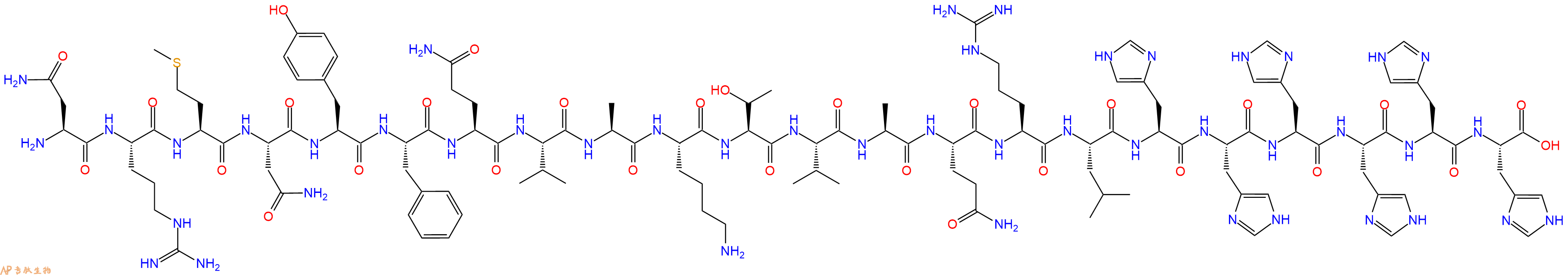 专肽生物产品H2N-Asn-Arg-Met-Asn-Tyr-Phe-Gln-Val-Ala-Lys-Thr-Val-Ala-Gln-Arg-Leu-His-His-His-His-His-His-OH