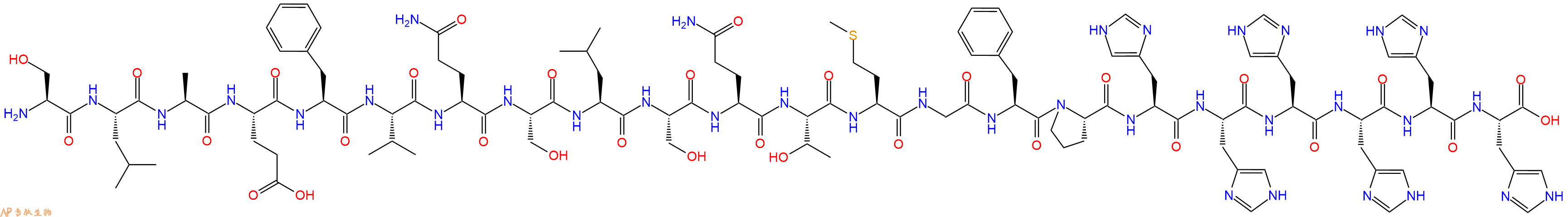 专肽生物产品H2N-Ser-Leu-Ala-Glu-Phe-Val-Gln-Ser-Leu-Ser-Gln-Thr-Met-Gly-Phe-Pro-His-His-His-His-His-His-OH