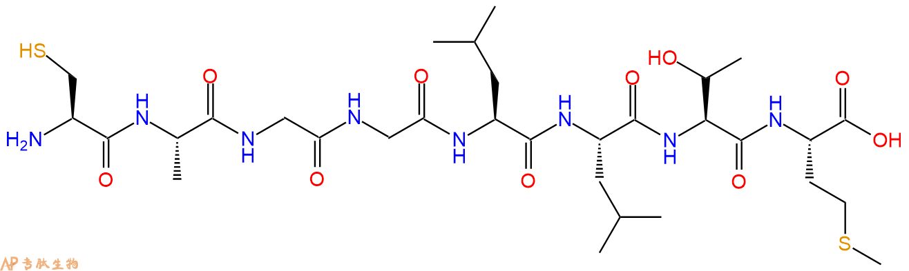 专肽生物产品H2N-Cys-Ala-Gly-Gly-Leu-Leu-Thr-Met-OH