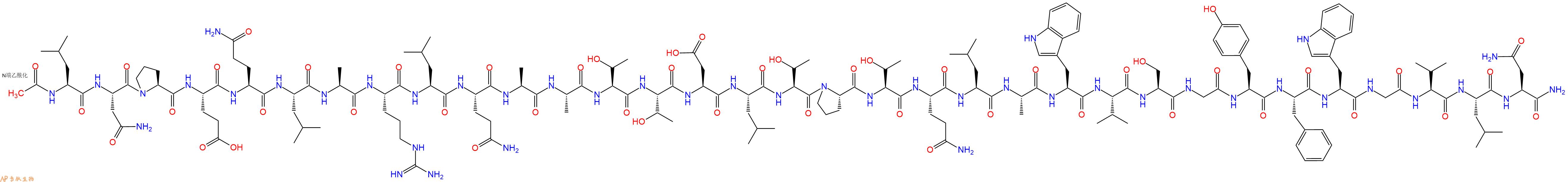 专肽生物产品Ac-Leu-Asn-Pro-Glu-Gln-Leu-Ala-Arg-Leu-Gln-Ala-Ala-Thr-Thr-Asp-Leu-Thr-Pro-Thr-Gln-Leu-Ala-Trp-Val-Ser-Gly-Tyr-Phe-Trp-Gly-Val-Leu-Asn-CONH2