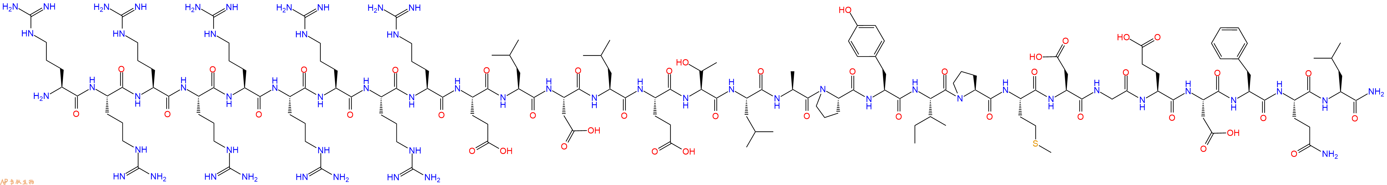 专肽生物产品H2N-Arg-Arg-Arg-Arg-Arg-Arg-Arg-Arg-Arg-Glu-Leu-Asp-Leu-Glu-Thr-Leu-Ala-Pro-Tyr-Ile-Pro-Met-Asp-Gly-Glu-Asp-Phe-Gln-Leu-CONH2