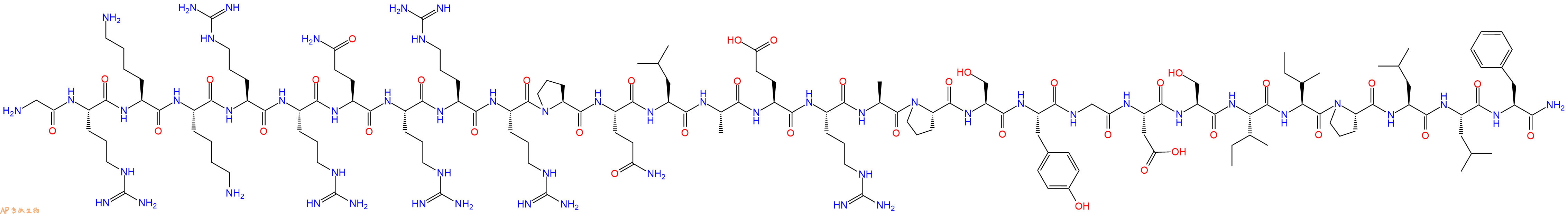 专肽生物产品H2N-Gly-Arg-Lys-Lys-Arg-Arg-Gln-Arg-Arg-Arg-Pro-Gln-Leu-Ala-Glu-Arg-Ala-Pro-Ser-Tyr-Gly-Asp-Ser-Ile-Ile-Pro-Leu-Leu-Phe-CONH2